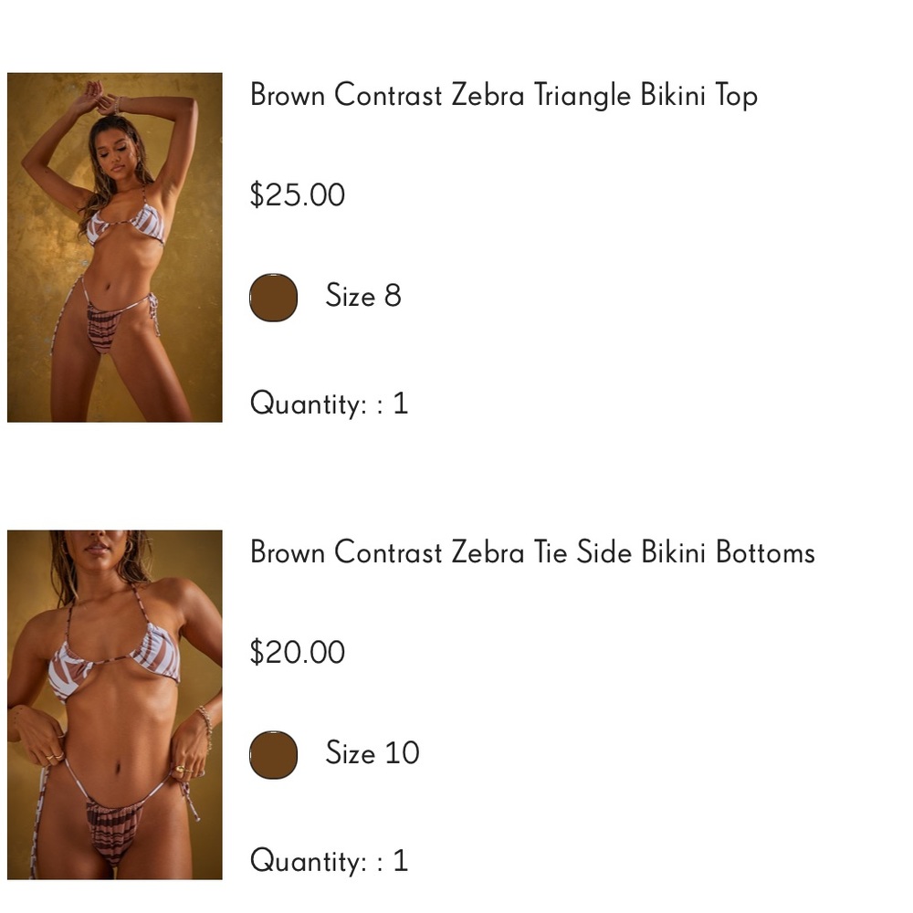 Brown zebra print bikini
